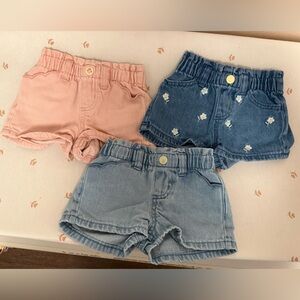 Set of Three Denim and Pink shorts